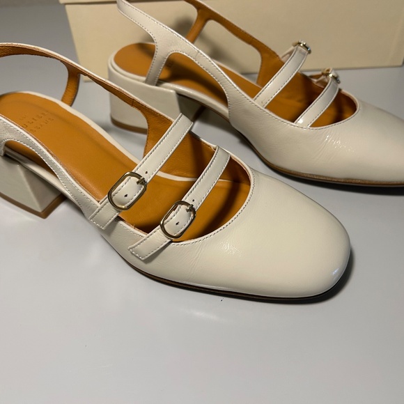 NEW Womens Sezane Paula Babies White Lacquer Shoes size US 6 FR 37 - Picture 3 of 16
